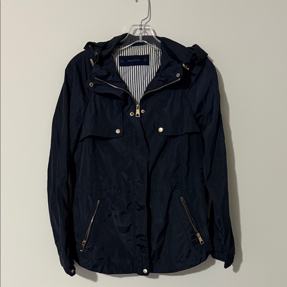 Zara Dark Blue Utility Jacket with Metallic Details